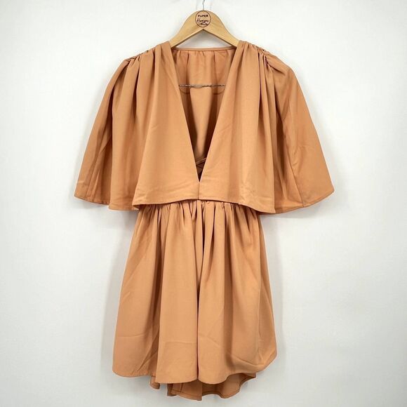 NWT Atoir Cutout Cape Mini Dress Size 6 Tangerine Orange Plunging V Neck, Modern - Picture 3 of 8